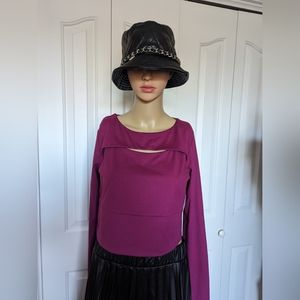 NWT Core IO dark purple Open Front Long Sleeve Crop Top Size Medium.